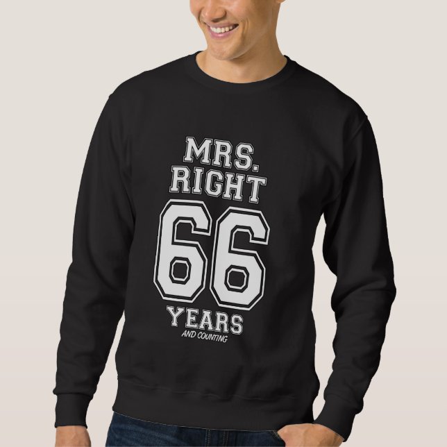 66 år som Mrs Höger Funny Par Anniversar Lång Ärmad Tröja (Framsida)