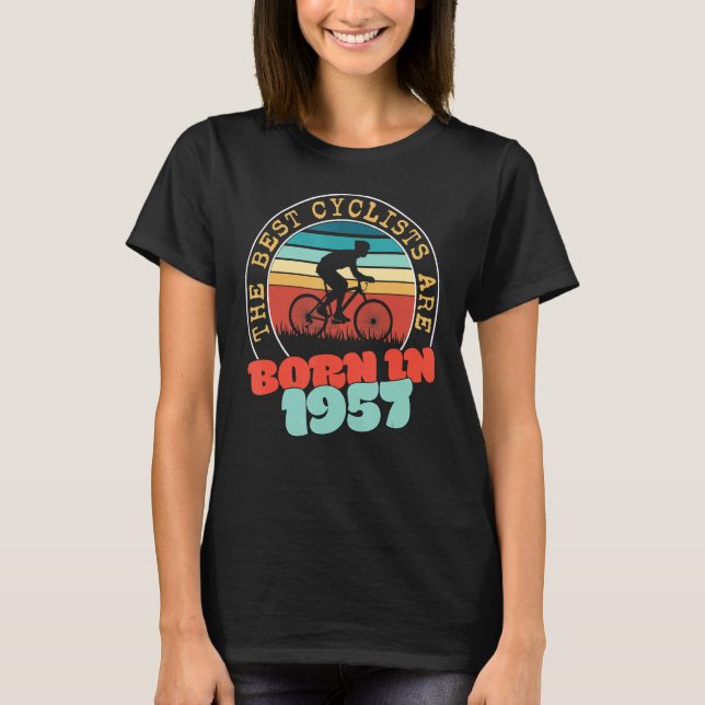 66-årig cyklist född 1957, 66:e födelsedagsklipp t shirt (Framsida)