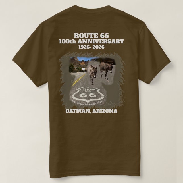 66 Centennial Oatman Arizona Tillbaka T Shirt (Design baksida)