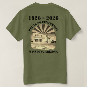 66 Centennial Sepia Winslow Arizona Tillbaka T Shirt