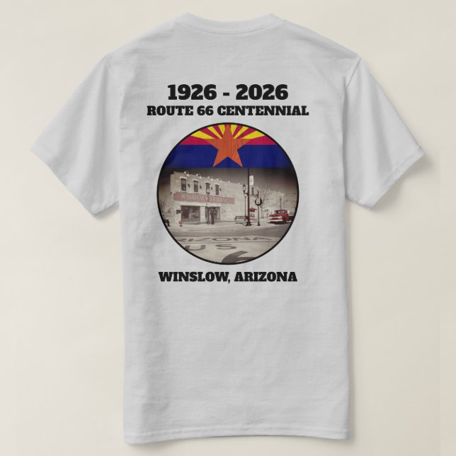 66 Centennial Winslow Arizona Tillbaka T Shirt (Design baksida)