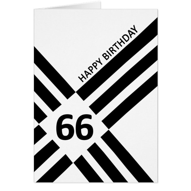 66:e diagonalns svarta linjedesign, födelsedag hälsningskort (Framsidan)