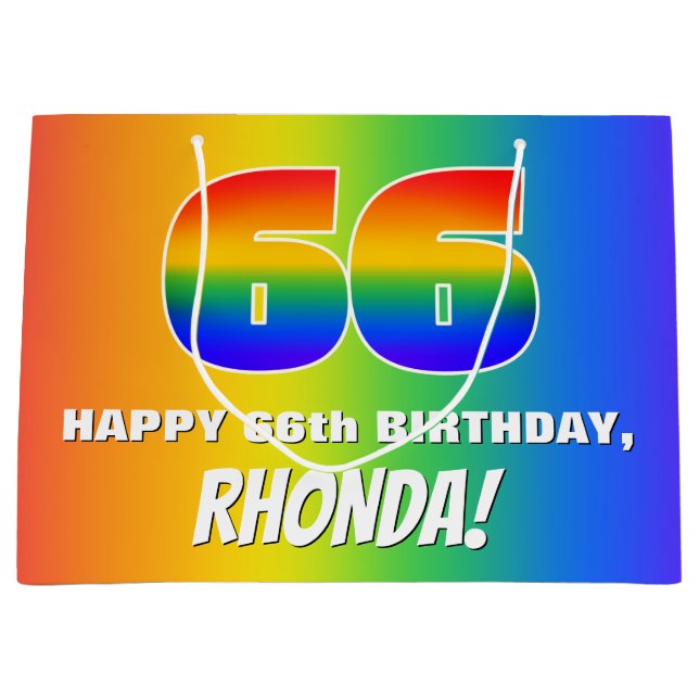 66:e födelsedag: färgfull, Roligt Rainbow Mönster  (Framsidan)