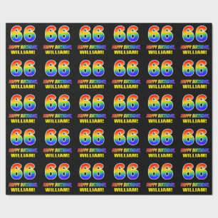 66:e födelsedag: fetstil, Roligt, enkel, regnbåge Presentpapper