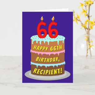 66:e födelsedag: Roligt Cake and Candles + Custom Kort