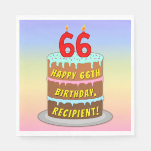 66:e födelsedag: Roligt Cake and Candles + Custom  Pappersservett