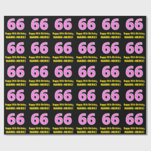 66:e födelsedag: Rosa Rand och hjärtan "66" + Namn Presentpapper