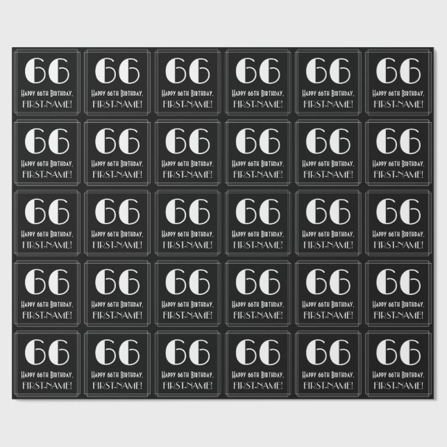 66:e födelsedagen - Art Deco Inspired Titta "66",  Presentpapper (Platt)