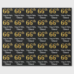 66:e födelsedagen: Elegant Luxurious Faux Guld Tit Presentpapper