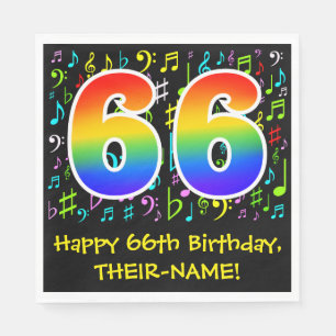 66:e födelsedagen - färgstarka musiksymboler, re pappersservett