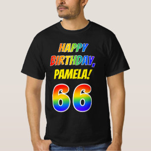 66:e födelsedagen — Fet, Roligt, Regnbåge 66, T Shirt