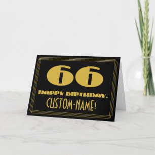 66:e födelsedagen: Namn + Art Deco Inspired (66) Kort