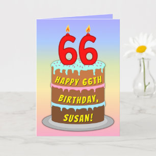66:e födelsedagen - Roligt Cake & Candles, med ege Kort