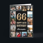 66:e Grattis på födelsedagen Black and Guld Photo  Kort<br><div class="desc">66:e Grattis på födelsedagen Black and Guld Photo Collage Birthday Card. Om du vill göra ytterligare anpassningar klickar du på knappen "Anpassa" och användor verktyg som är utformat för att ändra mallen.</div>