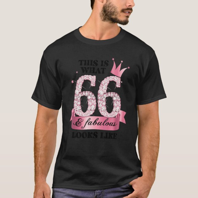 66 & Fabulous I Pink White Party Group Candid Phot T Shirt (Framsida)