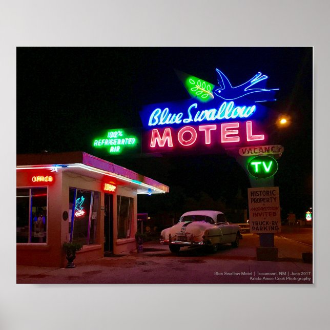 66 Neon | Blått Svalt motel | Tucumcari, NM Poster (Framsidan)