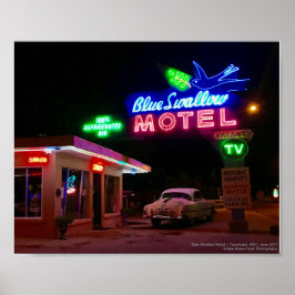 66 Neon | Blått Svalt motel | Tucumcari, NM Poster