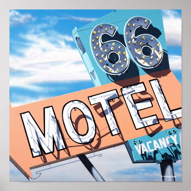 66 Poster med motel på historikväg 66 (Framsidan)