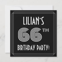 66th Birthday Party: Art Deco Style w/ Custom Name