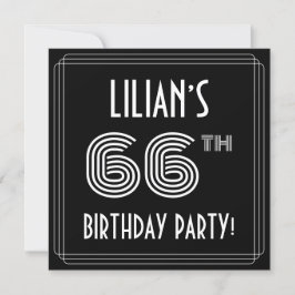 66th Birthday Party: Art Deco Style w/ Custom Name Inbjudningar