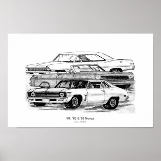 67, 63, 69 Novas - BW vid gräns Poster