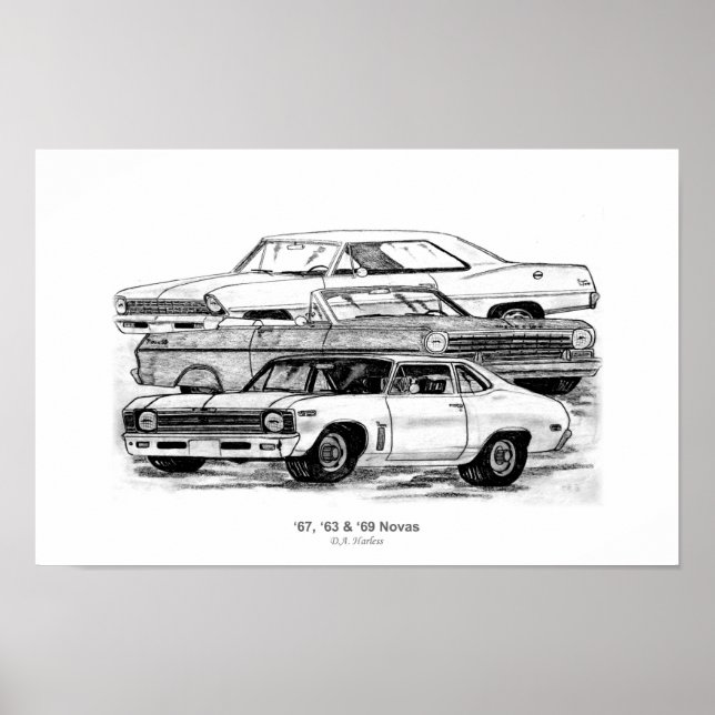 67, 63, 69 Novas - BW vid gräns Poster (Framsidan)