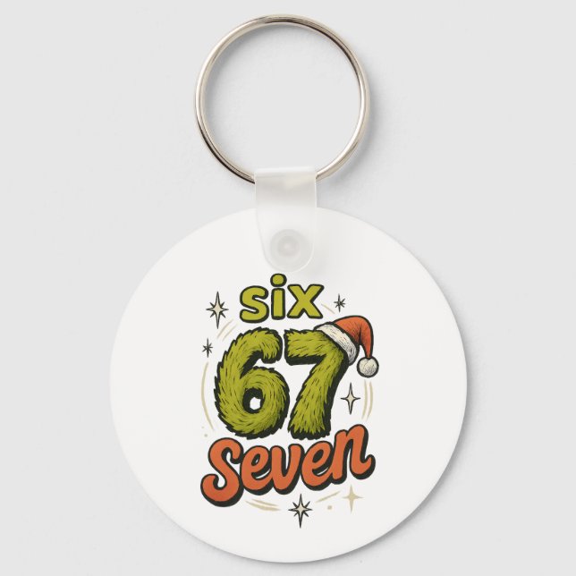 67, 6-7 meme, 6 7 funny, 67 christmas nyckelring (Framsida)