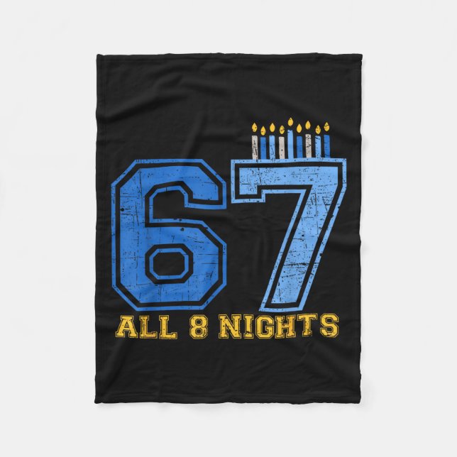67 All 8 Nights Hanukkah Jewish Chanukah Six Seven Fleecefilt (Framsidan)