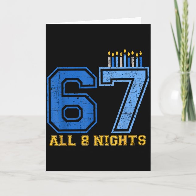 67 All 8 Nights Hanukkah Jewish Chanukah Six Seven Kort (Framsida)