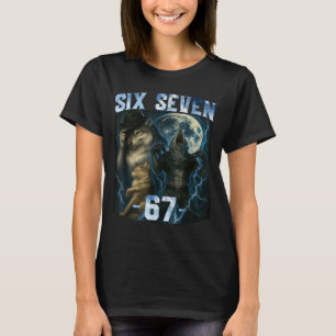 67 Alpha Wolf Meme Rolig Grafisk T-Shirt Six Seven