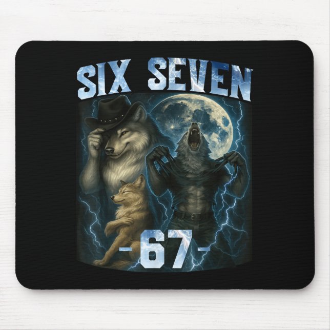 67 Alpha Wolf Meme Rolig Grafisk T-Shirt Six Seven Musmatta (Framsidan)
