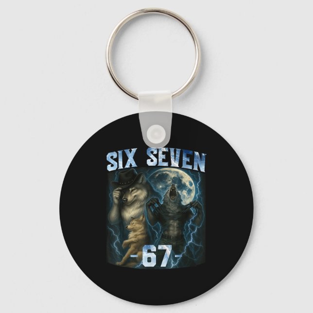 67 Alpha Wolf Meme Rolig Grafisk T-Shirt Six Seven Nyckelring (Framsida)