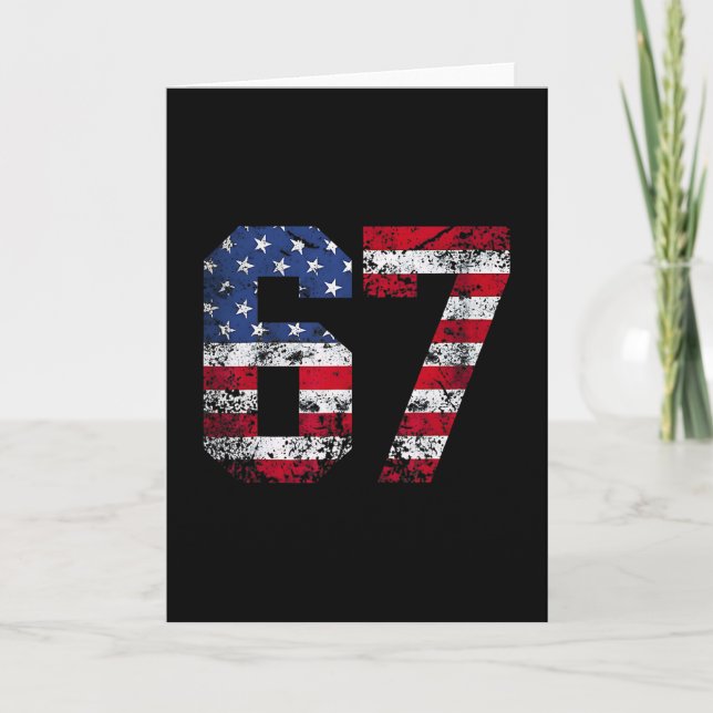 67 Amerikansk Flagga Meme Rolig Six Seven Gen Alph Kort (Framsida)