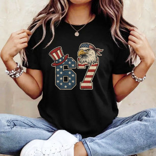 67 Amerikansk flaggad örn 4 juli Patriotisk T Shirt