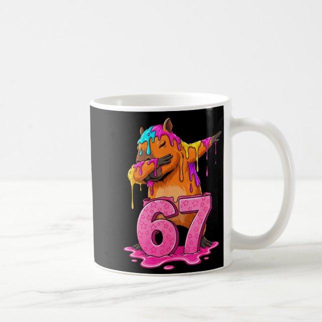 67 Animals Funny 67 Brainrot Youth Kids Capybara 6 Kaffemugg (Höger)