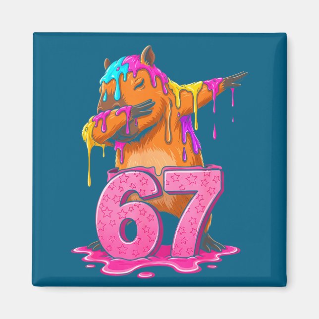 67 Animals Funny 67 Brainrot Youth Kids Capybara 6 Magnet (Framsidan)