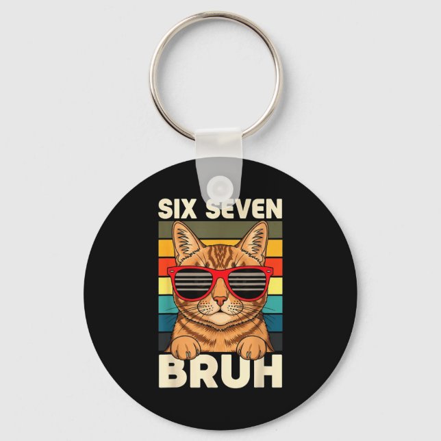 67 Animals Funny 67 Brainrot Youth Kids Cat 67  Nyckelring (Framsida)