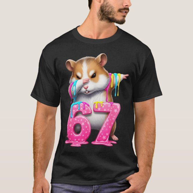 67 Animals Funny 67 Brainrot Youth Kids Hamster 67 T Shirt (Framsida)