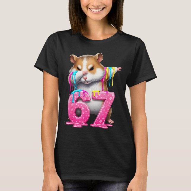67 Animals Funny 67 Brainrot Youth Kids Hamster 67 T Shirt (Framsida)