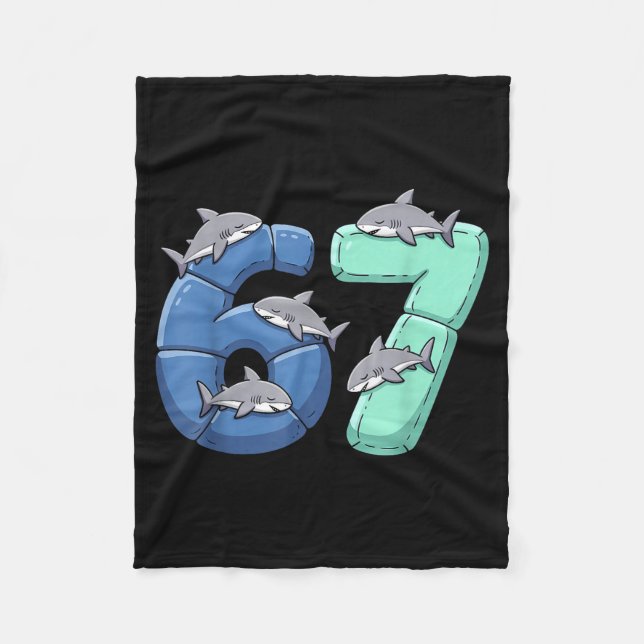 67 Animals Funny 67 Brainrot Youth Kids Shark 67  Fleecefilt (Framsidan)