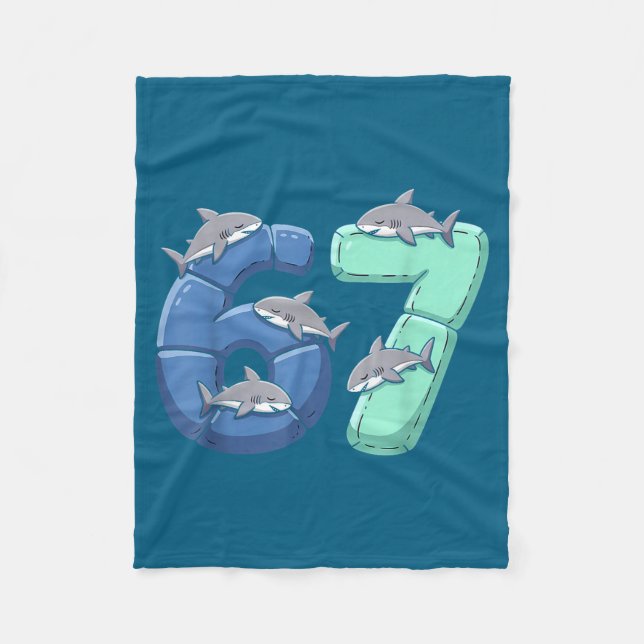 67 Animals Funny 67 Brainrot Youth Kids Shark 67  Fleecefilt (Framsidan)