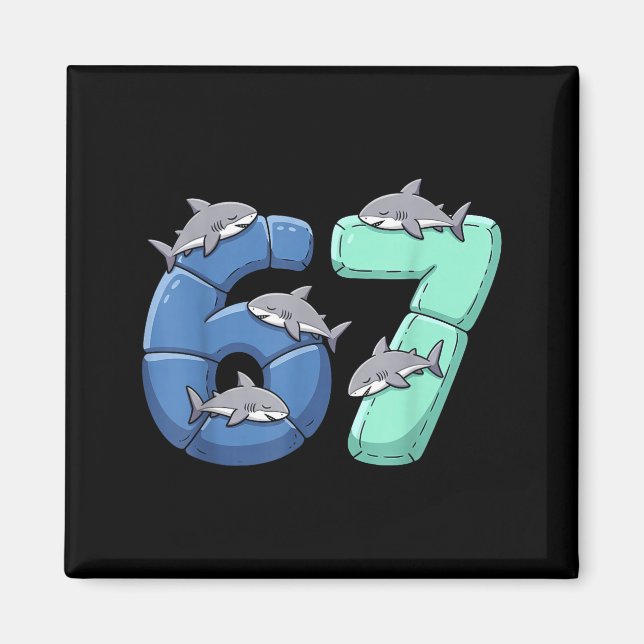 67 Animals Funny 67 Brainrot Youth Kids Shark 67  Magnet (Framsidan)