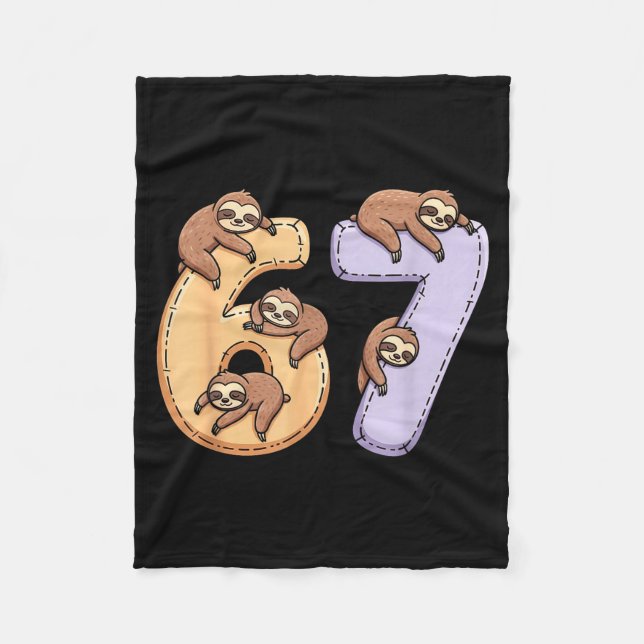 67 Animals Funny 67 Brainrot Youth Kids Sloth 67  Fleecefilt (Framsidan)