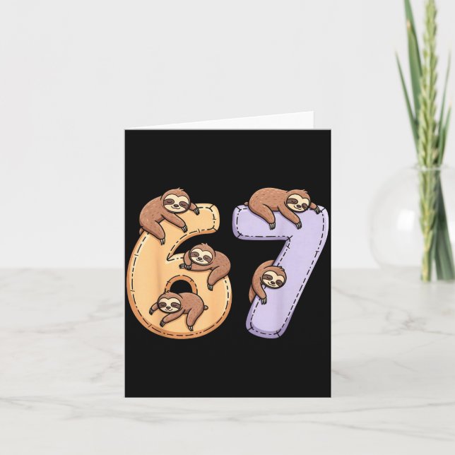 67 Animals Funny 67 Brainrot Youth Kids Sloth 67  Kort (Framsida)