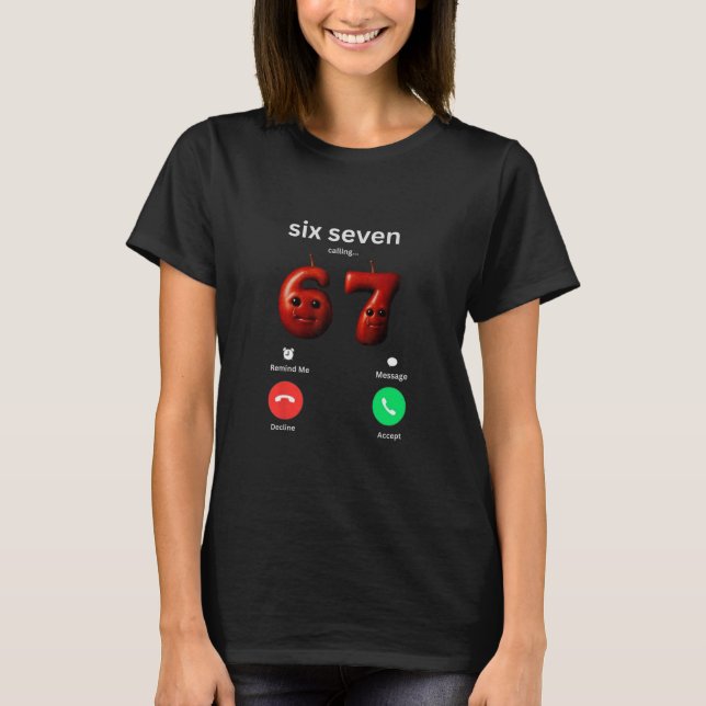 67 Anropar Roligt Meme 67 Dum Ai Apple Brainro T Shirt (Framsida)
