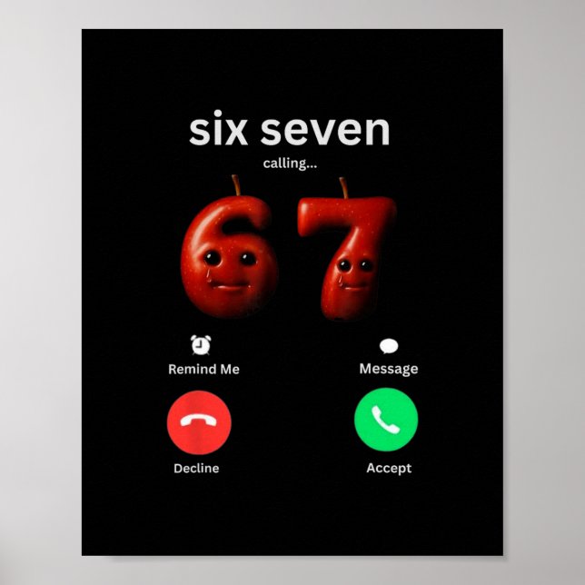 67 Anropar Roligt Meme 67 Dumt Ai Apple Brainro Poster (Framsidan)