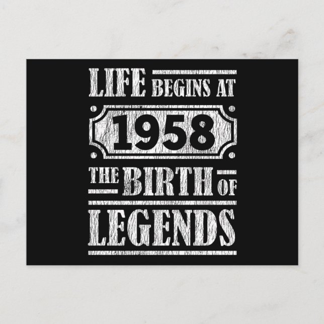 67 År Gammal 1958 Födelsedagen För en Legend 67-år Vykort (Framsida)