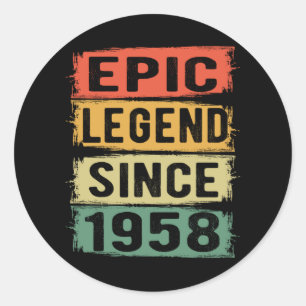 67 år gammal dag 1958 Epic Legend 67:e födelsedage Runt Klistermärke