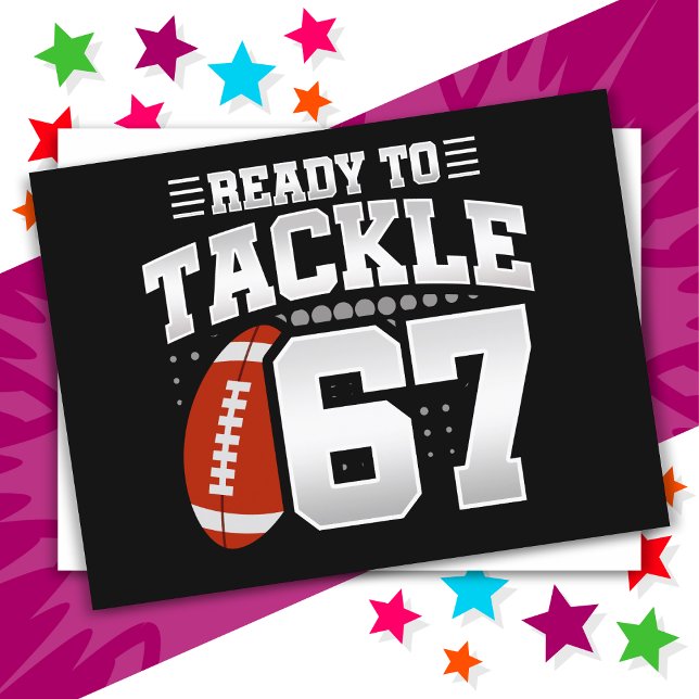 67 år gammal tacklingfotbollsfest 67-årsdag vykort (Skapare uppladdad)
