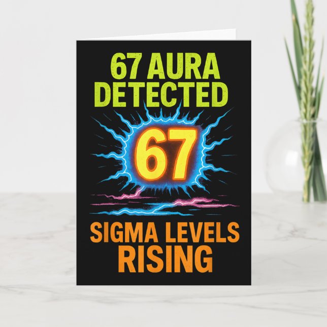 67 Aura Upptäckt Sigma nivåer stiger Six Seven Riz Kort (Framsida)